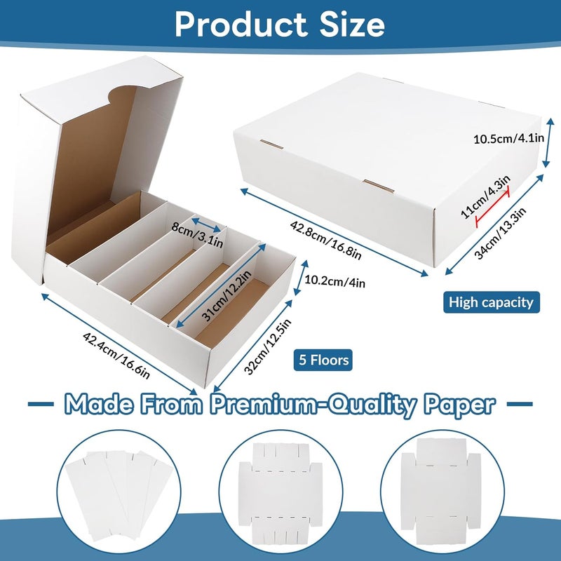 HIMOMO 6 Pack Card Storage Box, 3700 Count Trading Card Storage Box White Sports Storage Card Box Organizer Sorting Tray Cards Sleeve Cases Box for Storing Protecting and Organizing Soccer Cards - Image 3